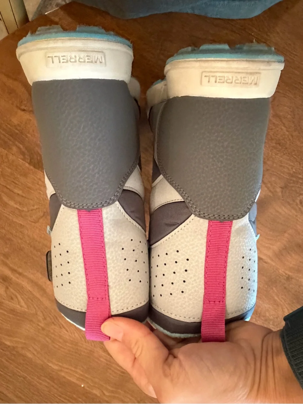 Merrell Kids Gray Winter Boots with Pink Lace Accents